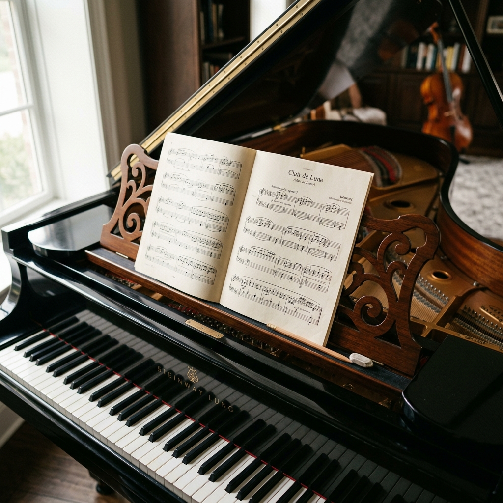 Sheet music on piano